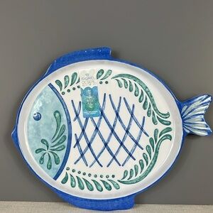 Sigrid Olsen Coastal Blue Fish Shaped Dinner Plates 9.5" Set of 6